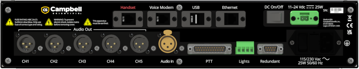 Audio Precision Rear Panel Rear panel