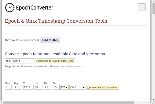 Epoch Timestamps