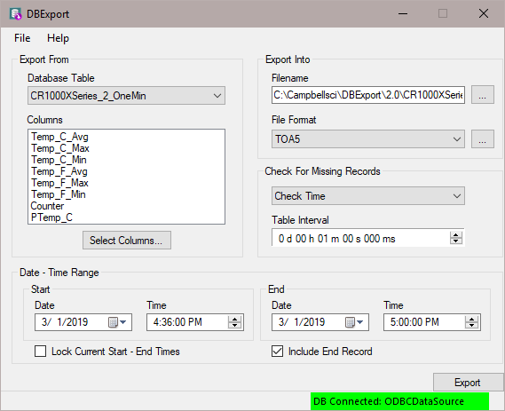 Exporting Data